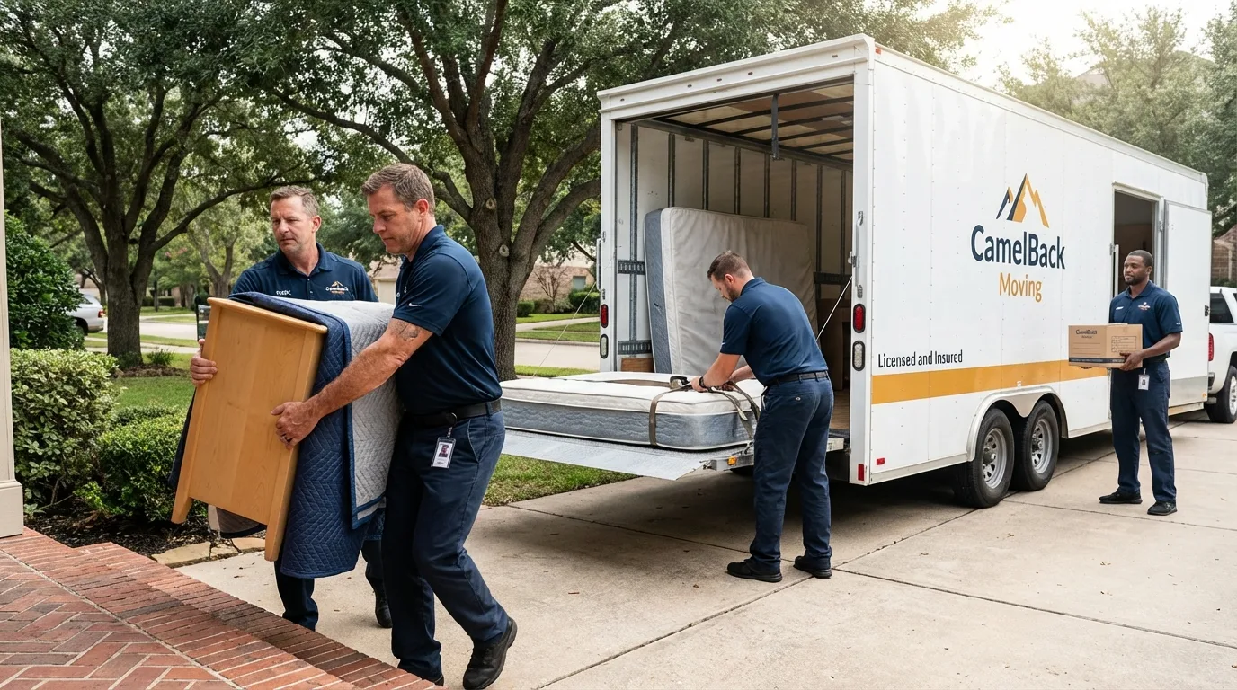 Crew loading residential truck for cross-state move from Bally, PA