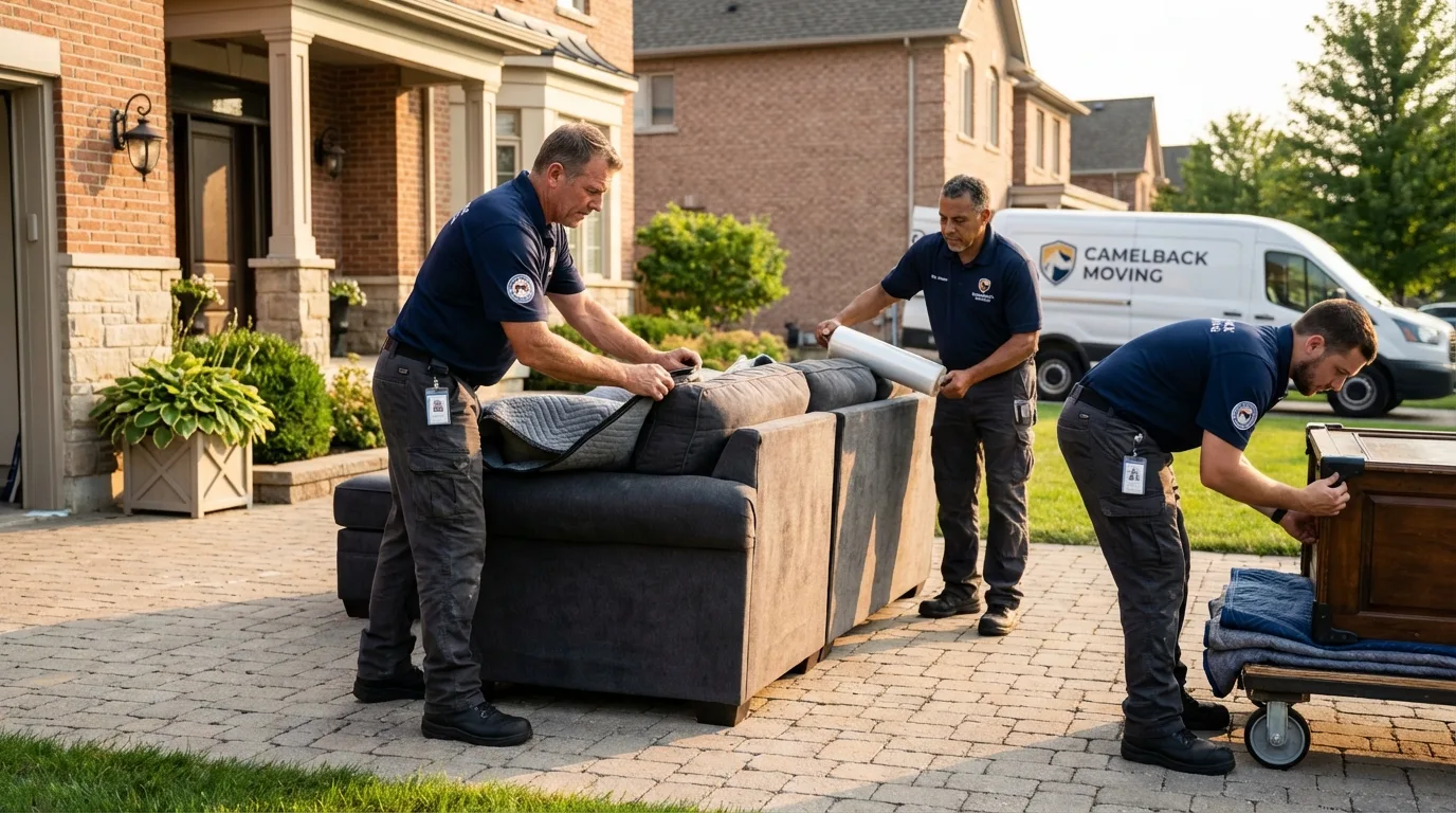 Large estate moving crew wrapping furniture in Bally, PA